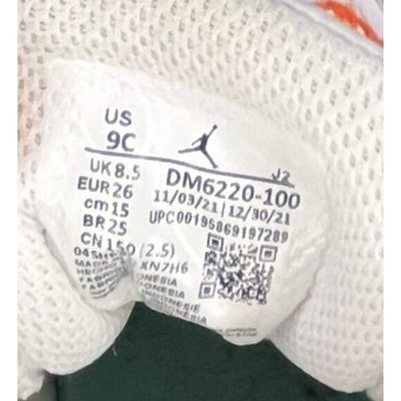 Kids Nike Air Jordan 1 Mid SE TD 'Multi Knit' Size 9C White Green - Picture 6 of 6